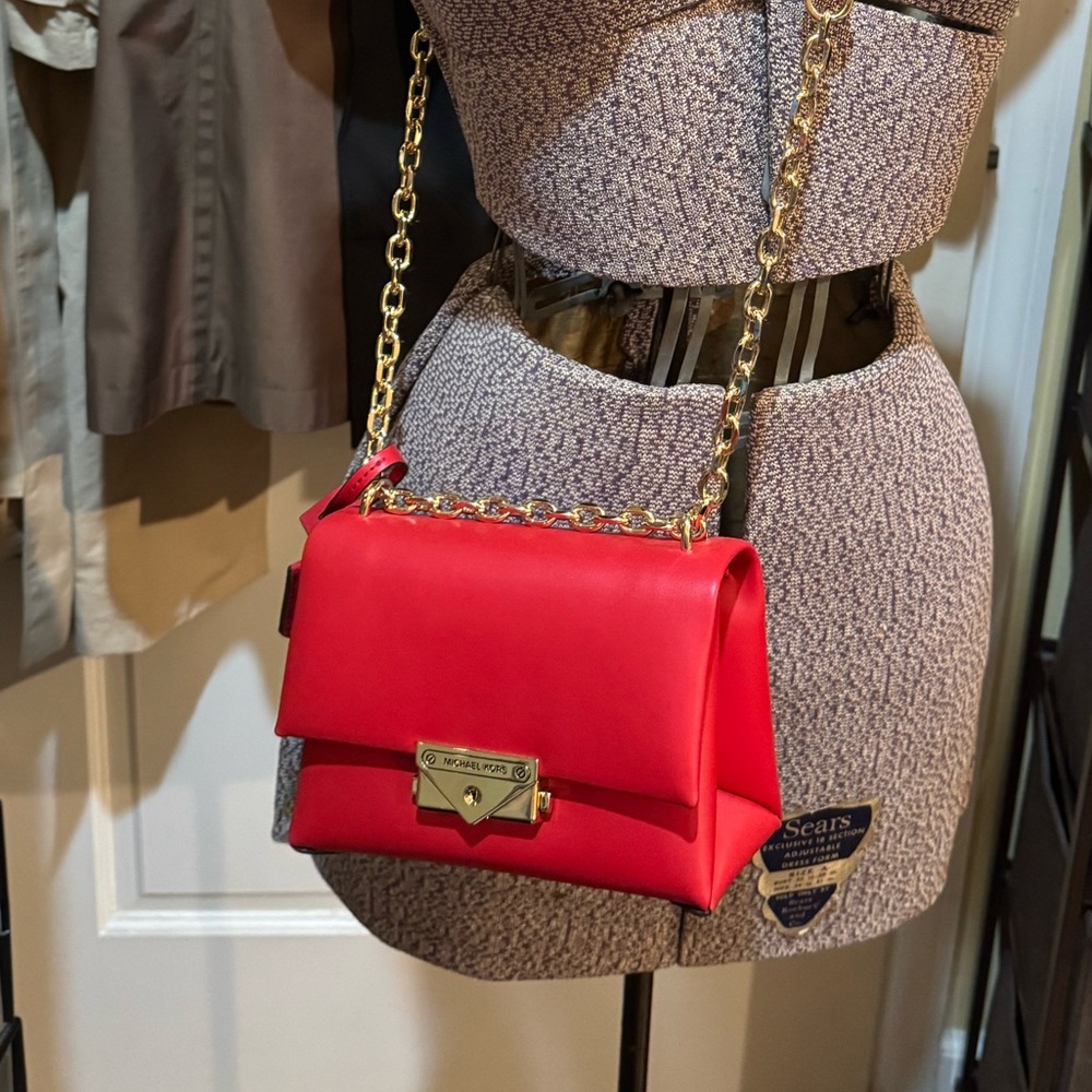 Michael Kors Red Crossbody Bag with Gold Chain